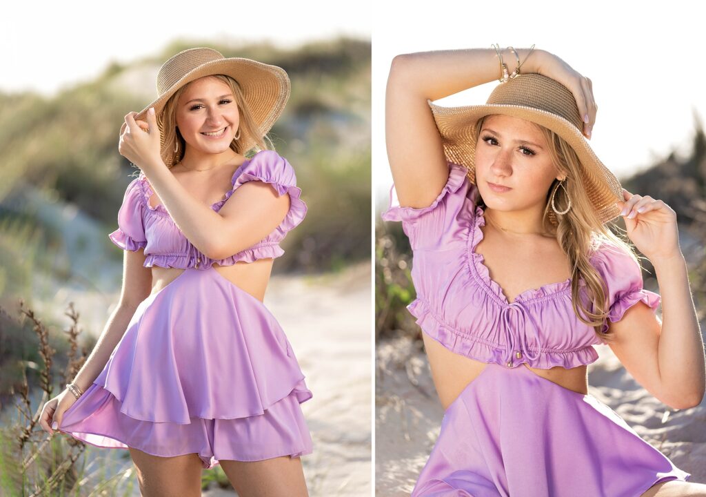 Photos near the edge of the sand dunes in Cape May NJ with a High School Senior | Susan Grace Photography