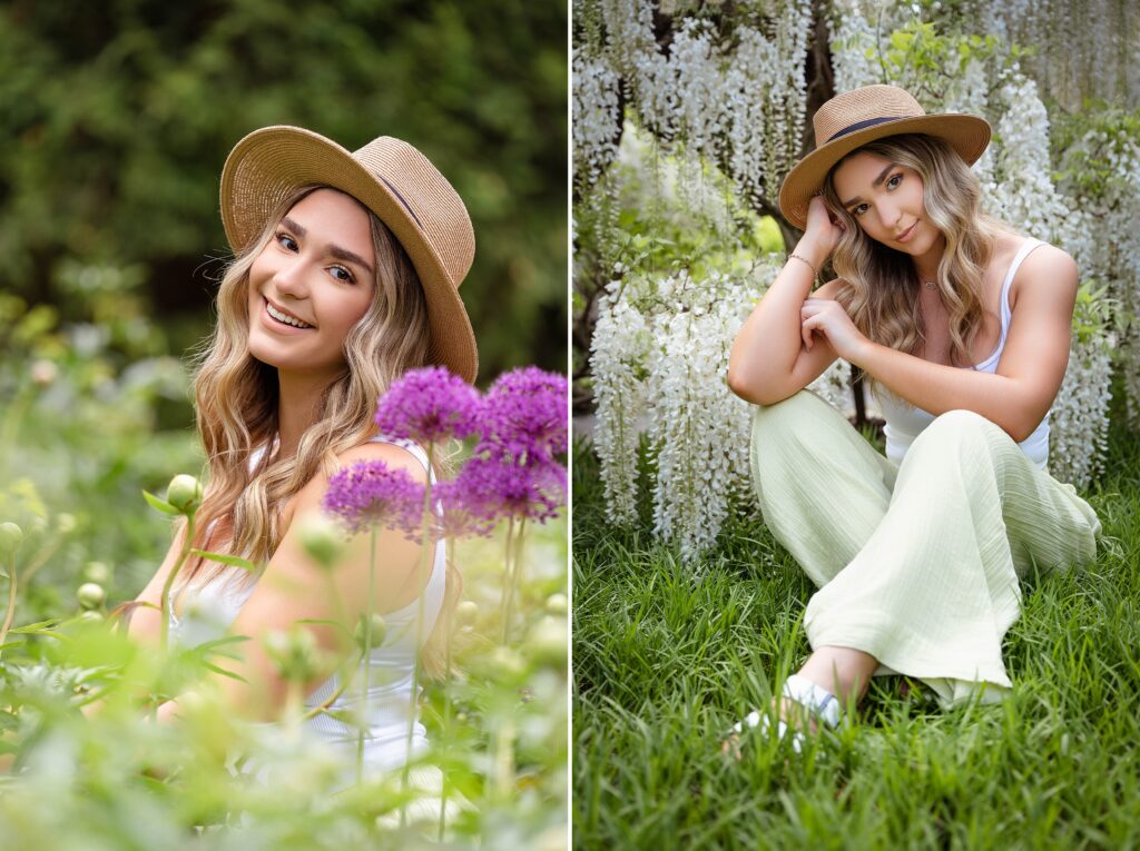 Gorgeous spring flowers and High School senior at Longwood Gardens during her senior photo session with Susan Grace Photography