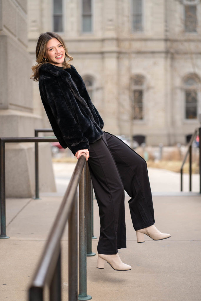 17th birthday winter photo session in the city of Philadelphia with a fashion flare.