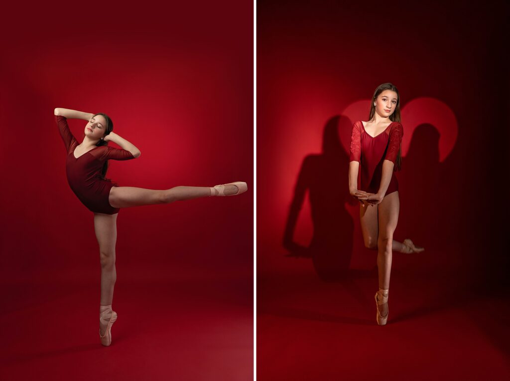 beautiful young ballerina on pointe performing an arabesque
